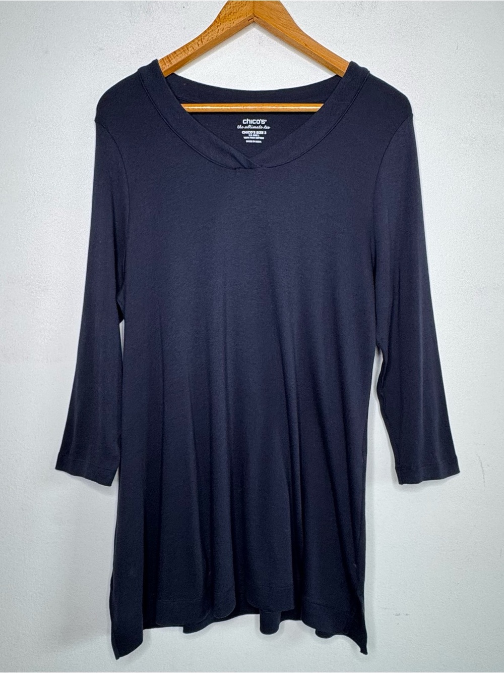 Chico’s The Ultimate Tee 3/4 Sleeve Tunic Top - Size Large